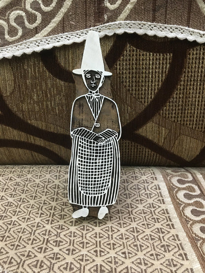 Welesh Lady, hand carved Indian wood printing block; textile stamp; pottery stamp,