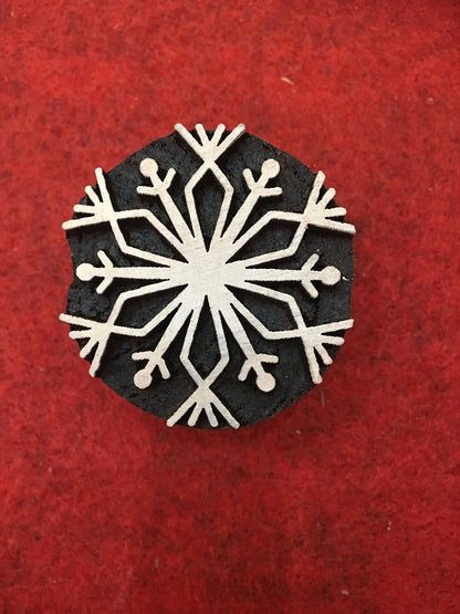 3rd set 10 piece different Designs SET Snowflake Motif Wooden Textile Block Christmas Wood Block Stamp Hand Carved Stamp For Printing,