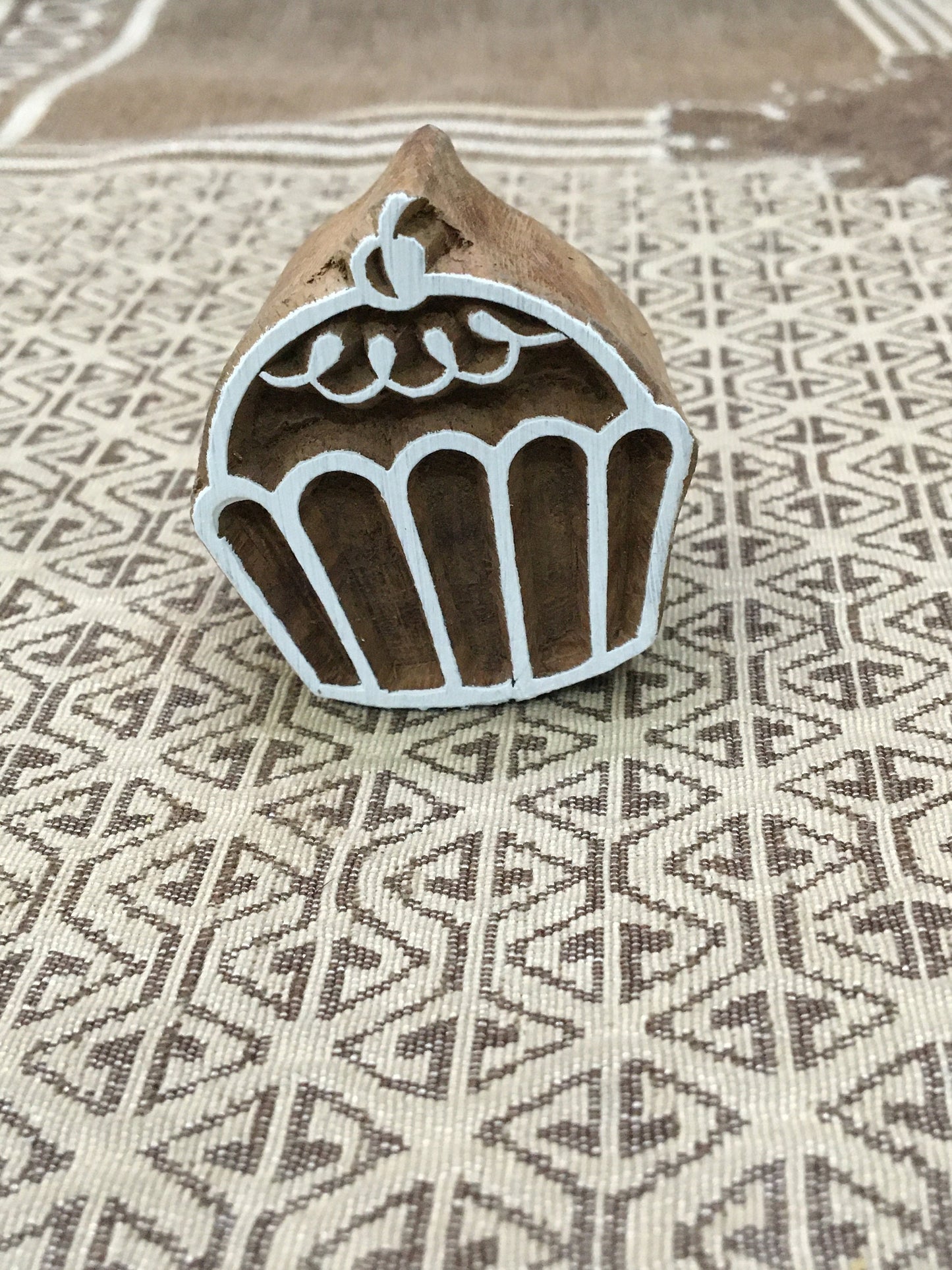 Cake Muffin, hand carved Indian wood printing block; textile stamp; pottery stamp,