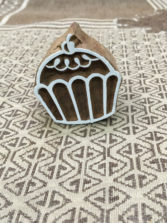 Cake Muffin, hand carved Indian wood printing block; textile stamp; pottery stamp,
