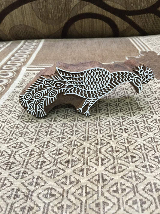 Calm Peacock wooden printing tjaps batik patterns carved hand block stamp