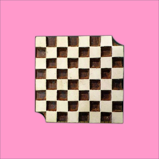 Tile 2 , hand carved Indian wood printing block; textile stamp; pottery stamp,