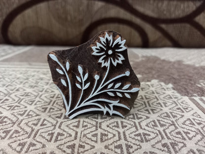 A Flower with Leaves, pottery stamp ceramic mold scrapbooking tjap batik printing floral carved stamps.