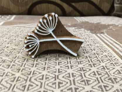 Crossing Allium Seedhead, hand carved Indian wood printing block; textile stamp; pottery stamp,