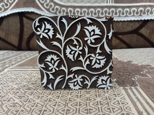 A Curly & Curvy Repeat Pattern Block 012 ,pottery stamp ceramic mould scrapbooking tjap batik printing floral carved stamps.