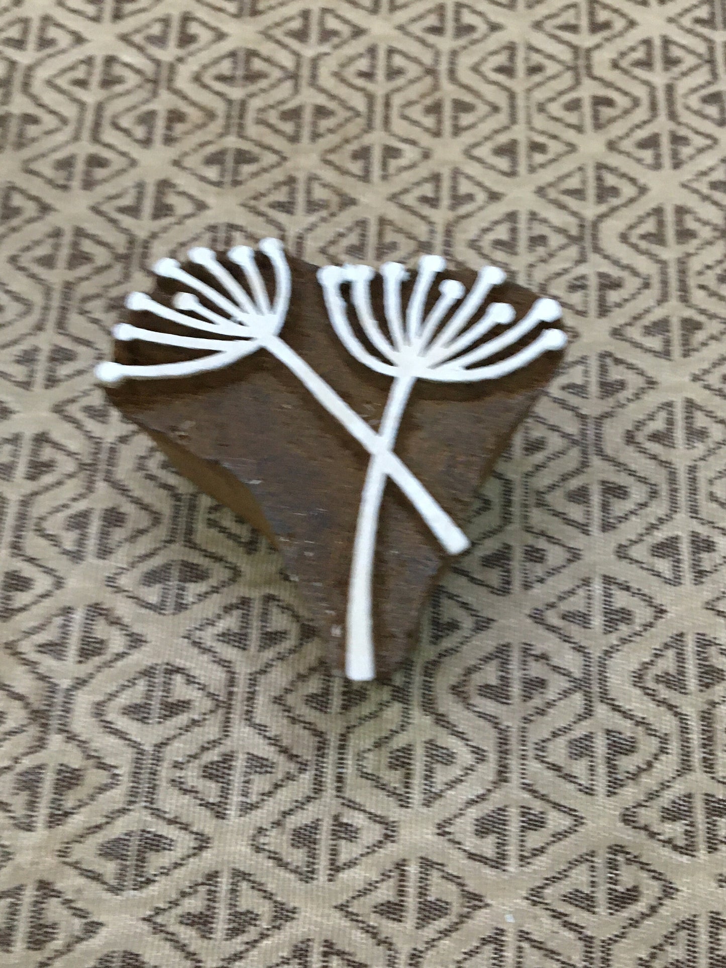 Crossing Allium Seedhead, hand carved Indian wood printing block; textile stamp; pottery stamp,