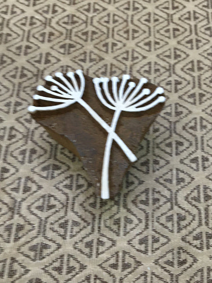 Crossing Allium Seedhead, hand carved Indian wood printing block; textile stamp; pottery stamp,