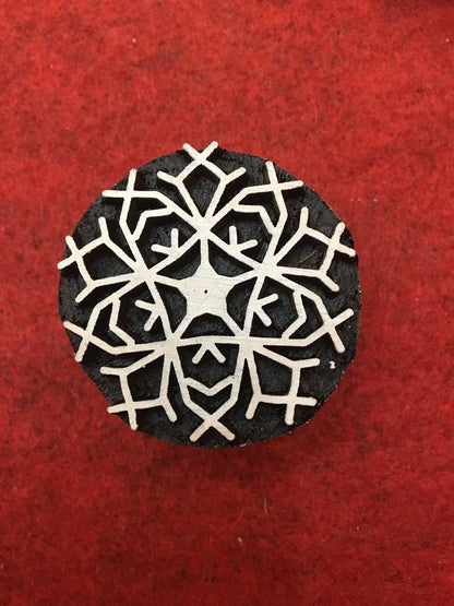 2nd set 10 piece different Designs SET Snowflake Motif Wooden Textile Block Christmas Wood Block Stamp Hand Carved Stamp For Printing.