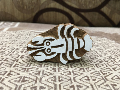 Exquisite Indian Wooden Printing Block - Small Lobster, hand carved Indian wood printing block; textile stamp; pottery stamp,