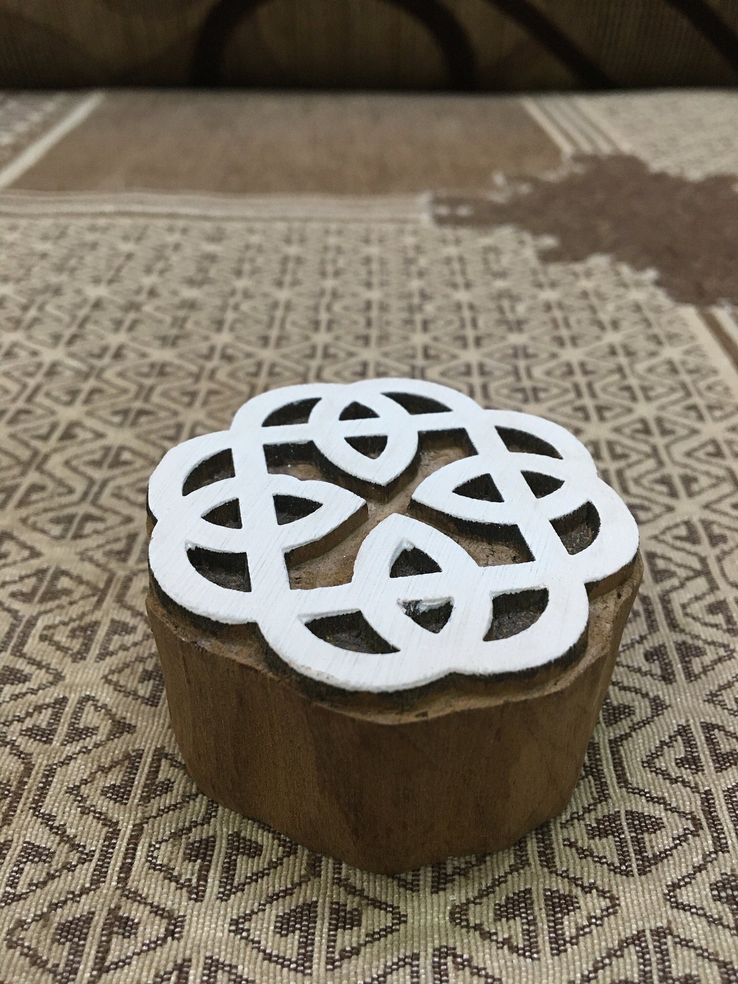 celtic knot, hand carved Indian wood printing block; textile stamp; pottery stamp,