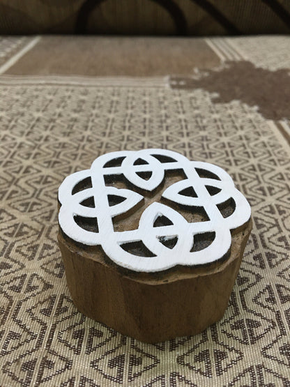 celtic knot, hand carved Indian wood printing block; textile stamp; pottery stamp,