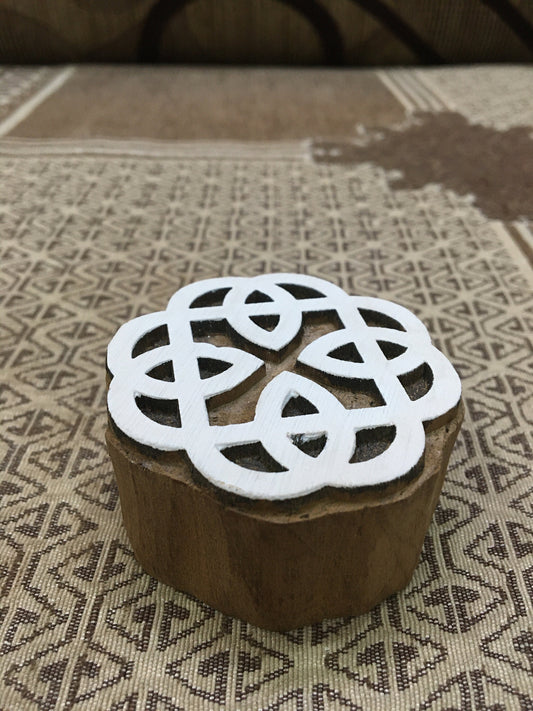 celtic knot, hand carved Indian wood printing block; textile stamp; pottery stamp,