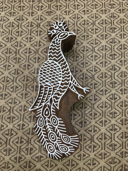 Calm Peacock wooden printing tjaps batik patterns carved hand block stamp
