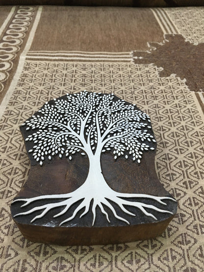 Dense Leaves Tree, hand carved Indian wood printing block; textile stamp; pottery stamp,
