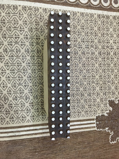 Dotty Border, hand carved Indian wood printing block; textile stamp; pottery stamp,