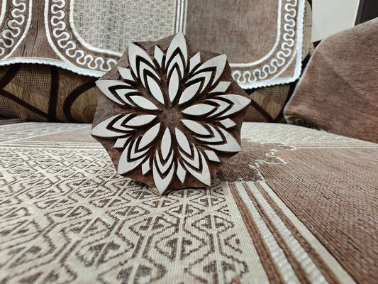 Blooming Leaf Mandala pottery stamp ceramic mold scrapbooking tjap batik printing floral carved stamps.