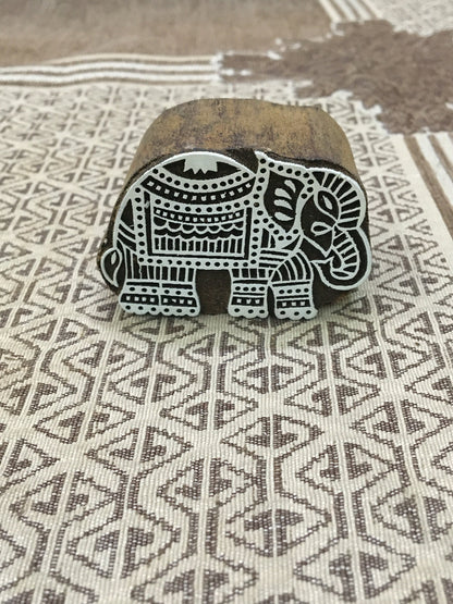 Big Elephant, hand carved Indian wood printing block; textile stamp; pottery stamp,