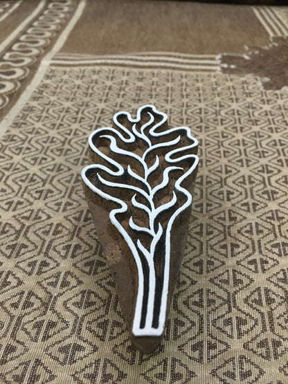 Tropical Leaf, hand carved Indian wood printing block; textile stamp; pottery stamp,