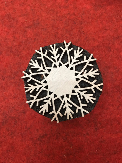 2nd set 10 piece different Designs SET Snowflake Motif Wooden Textile Block Christmas Wood Block Stamp Hand Carved Stamp For Printing.