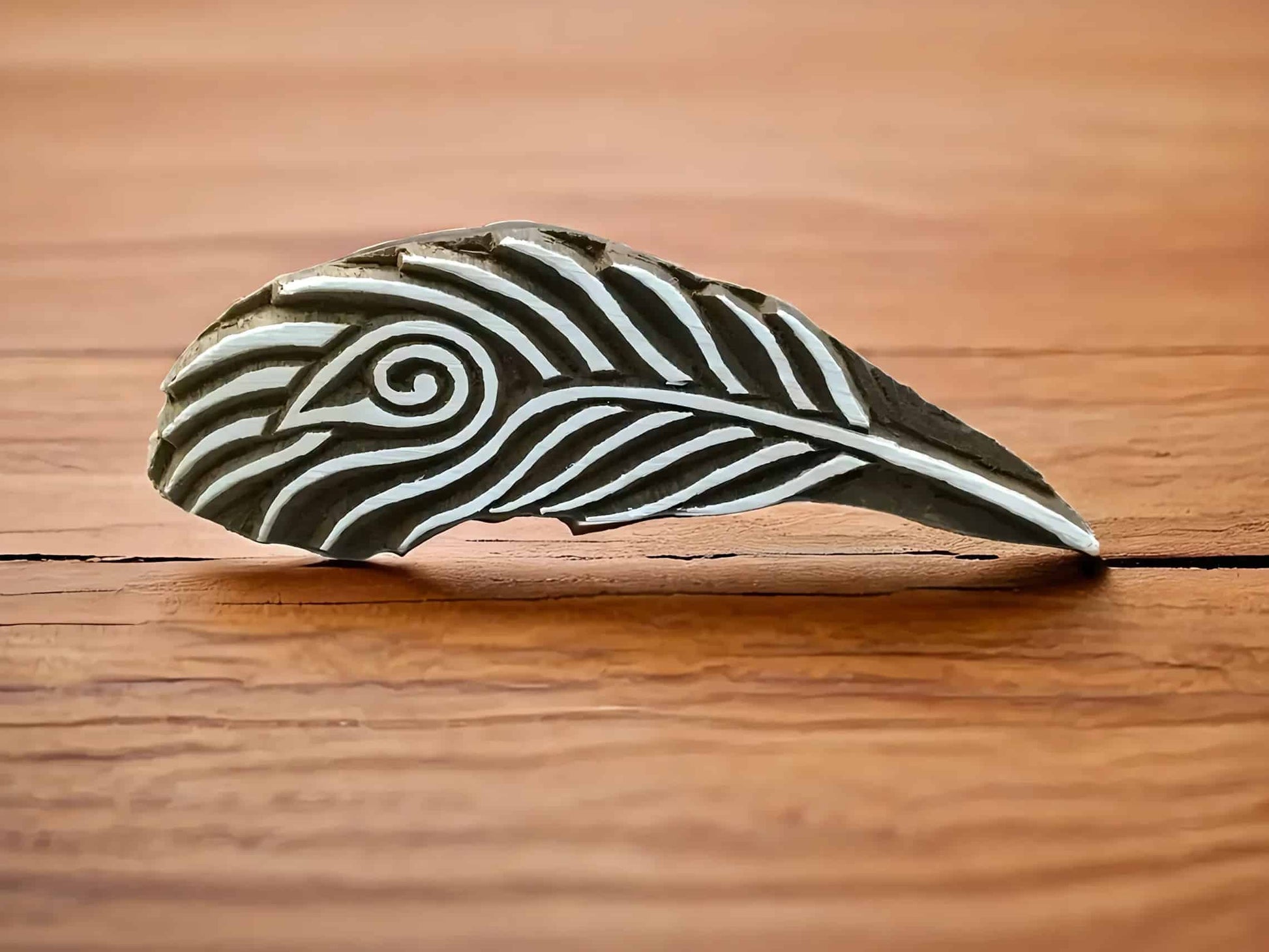 Exquisite Peacock Feather intricate Wood Block Stamp, Block Printing Indian Textile image 0