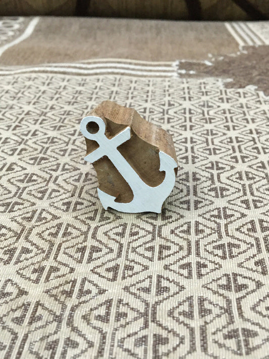 Anchor carved wooden tjaps batik printing pottery stamp, hand carved Indian wood printing block; textile stamp; pottery stamp,