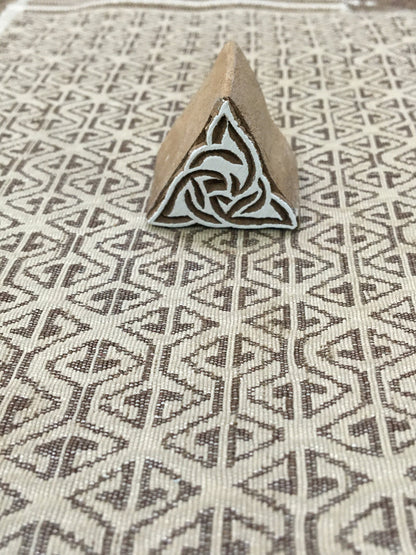 Celtic Triangle, hand carved Indian wood printing block; textile stamp; pottery stamp,