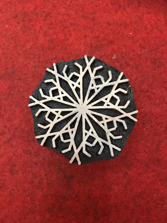 2nd set 10 piece different Designs SET Snowflake Motif Wooden Textile Block Christmas Wood Block Stamp Hand Carved Stamp For Printing.