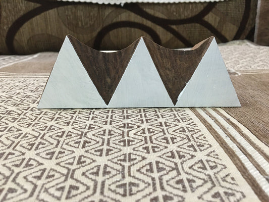 Artistic Symmetry: Triple Triangle Border - Indian Wooden Printing Block With Handle, pottery stamps, textile print stamp, wood block