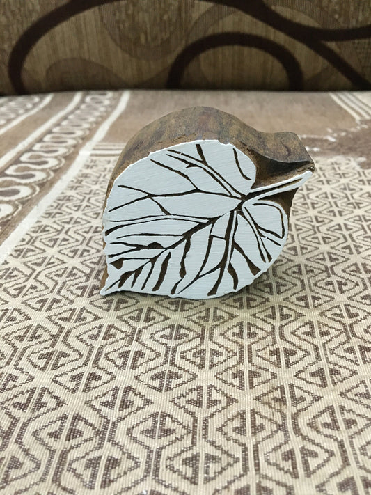 Beetal leaf, hand carved Indian wood printing block; textile stamp; pottery stamp,