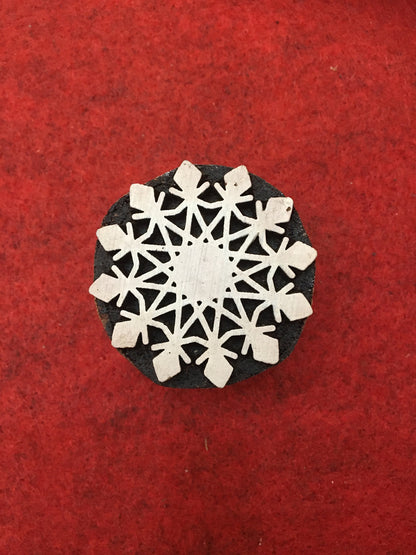 3rd set 10 piece different Designs SET Snowflake Motif Wooden Textile Block Christmas Wood Block Stamp Hand Carved Stamp For Printing,