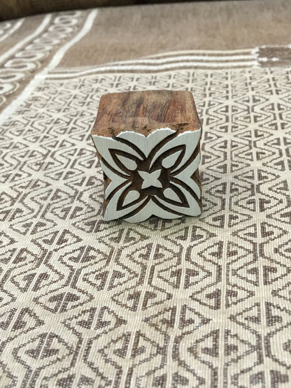 Square Pattern, hand carved Indian wood printing block; textile stamp; pottery stamp,
