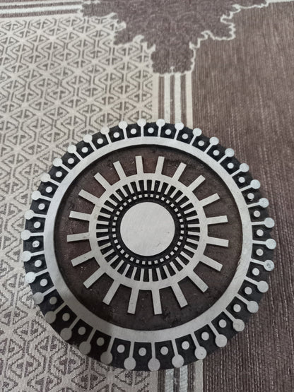 A Mandala design Block , Round Hand Carved Indian Wooden Stamp , Wood Block for Textile Fabric Stamping Henna Pottery DIY