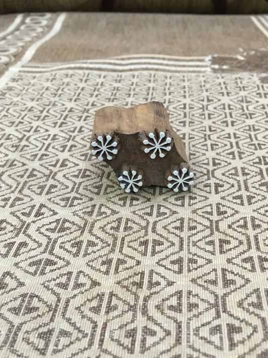 floral motif Repeat Pattern, hand carved Indian wood printing block; textile stamp; pottery stamp,