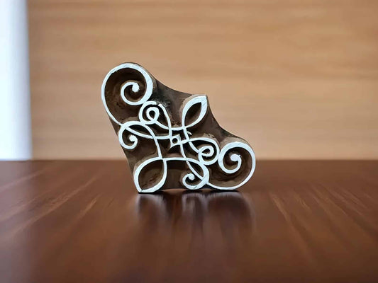 Curly Corner pottery stamp ceramic mold scrapbooking tjap batik printing floral carved stamps. image 0