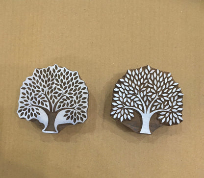 Detailed Tree Positive & Negetive, hand carved Indian wood printing block; textile stamp; pottery stamp,