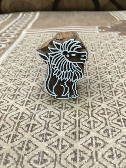 Celtic Lion, hand carved Indian wood printing block; textile stamp; pottery stamp,