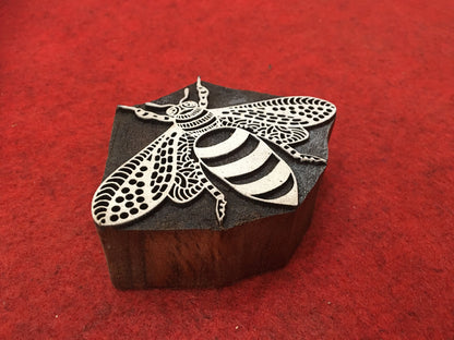 Woodblock stamps, Indian Wood Stamps, Tjaps, Pottery Stamps - Bee, hand carved Indian wood printing block; textile stamp; pottery stamp,