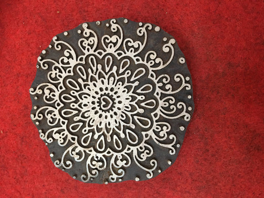 Floral Intricate Mandala Wood Stamp; Pottery Stamp; Wood Printing Block; Indian Stamp; Soap Stamp; Textile Print Block