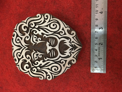 Lion Head Fabric Print Stamp Carve Wood Block Stamp Lion Face Block Print Stamp Hand Carved Printing Block For Printing Animal Soap Stamp