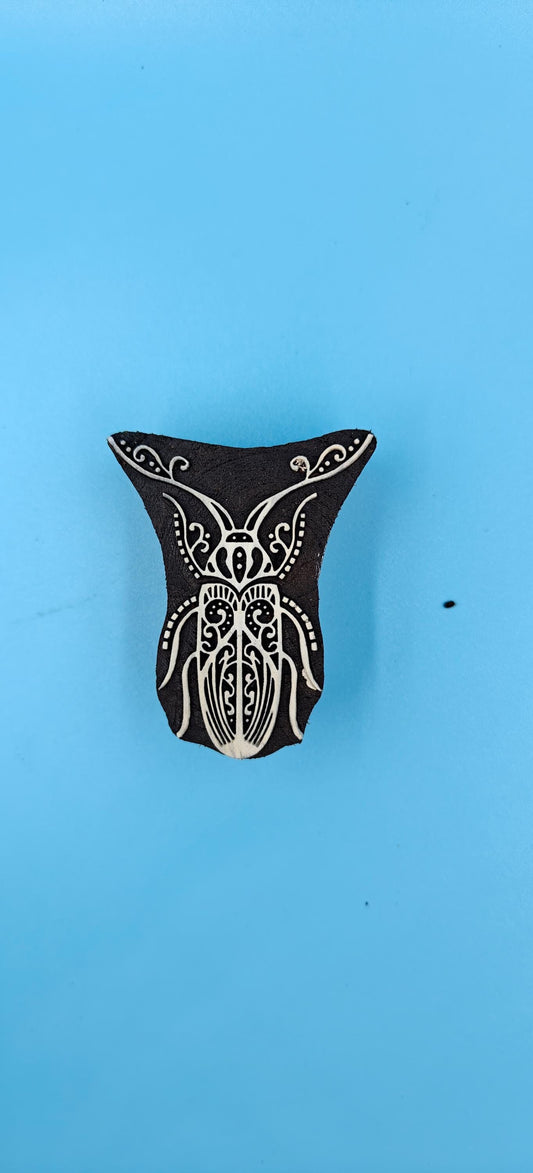 Ethereal Wings: Indian Wooden Printing Block - Detailed Dragonfly, hand carved Indian wood printing block; textile stamp; pottery stamp,