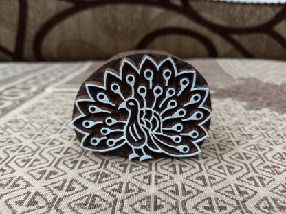 A Dancing Peacock ,pottery stamp ceramic mold scrapbooking tjap batik printing floral carved stamps.