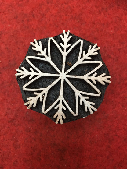 3rd set 10 piece different Designs SET Snowflake Motif Wooden Textile Block Christmas Wood Block Stamp Hand Carved Stamp For Printing,
