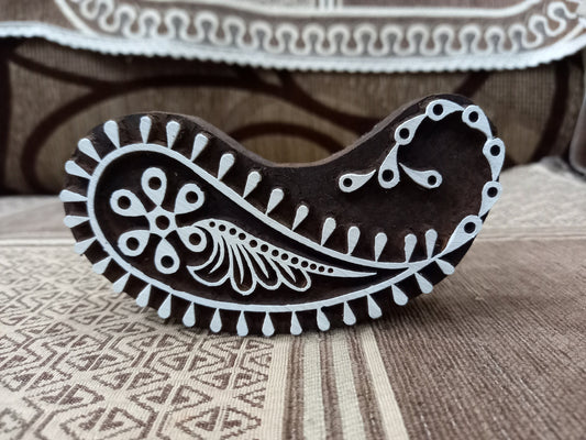 A Long Paisley Stamp ,pottery stamp ceramic mold scrapbooking tjap batik printing floral carved stamps.