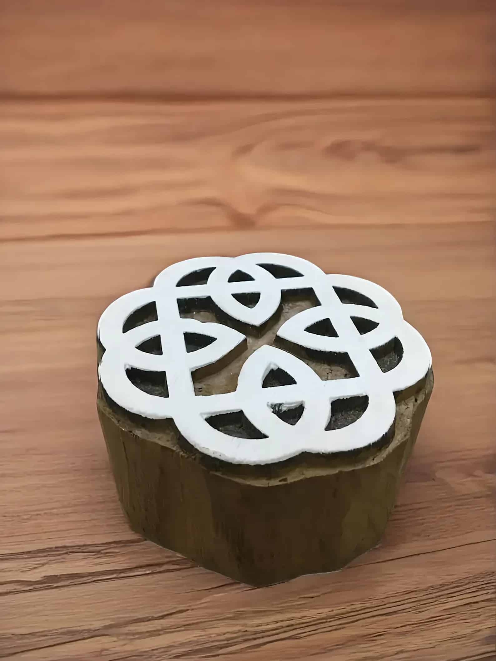 celtic knot, hand carved Indian wood printing block; textile stamp; pottery stamp. image 1
