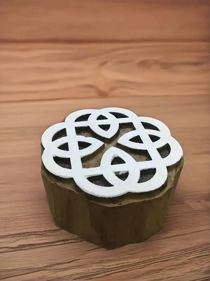 celtic knot, hand carved Indian wood printing block; textile stamp; pottery stamp. image 1