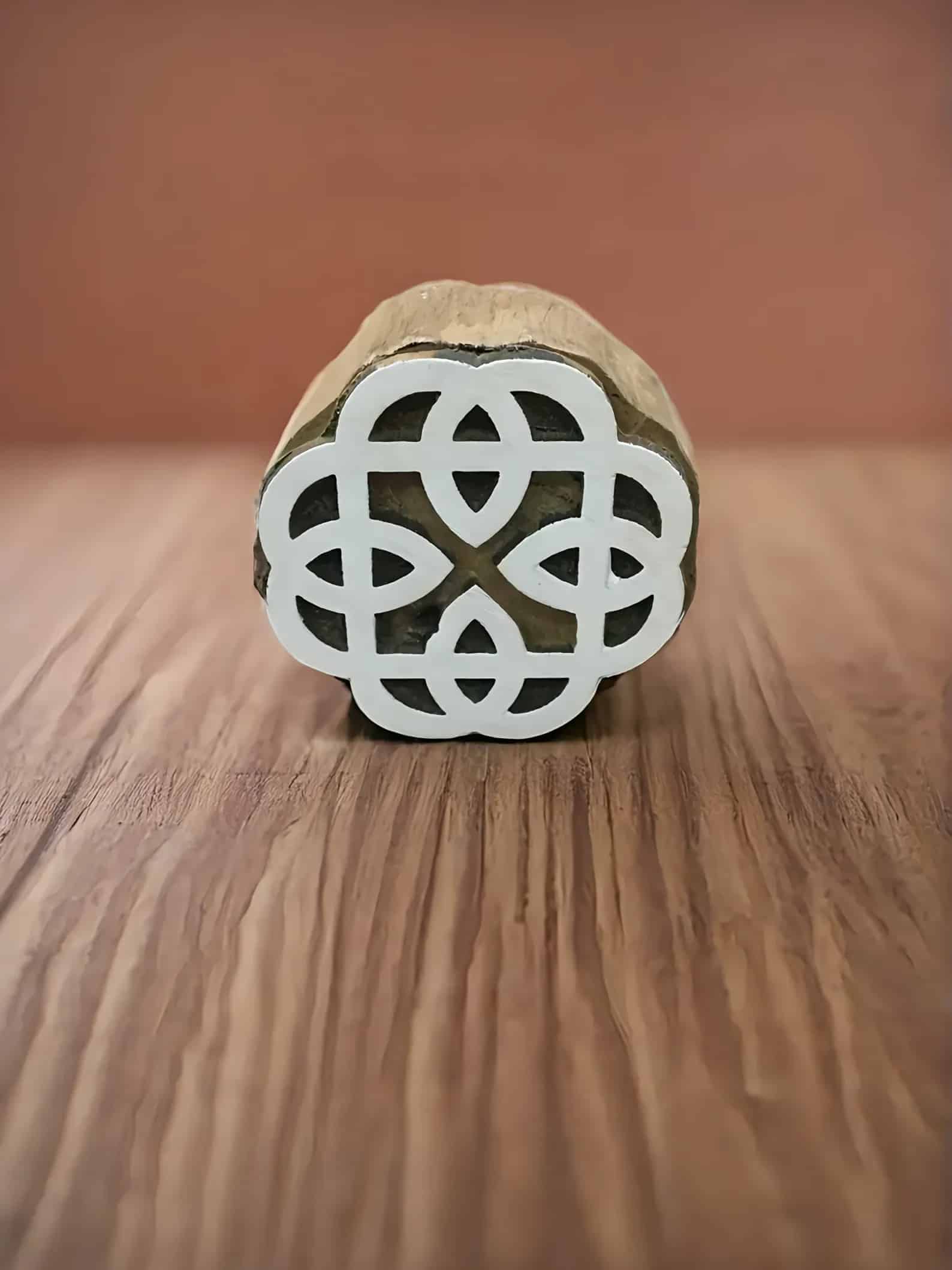 celtic knot, hand carved Indian wood printing block; textile stamp; pottery stamp. image 2