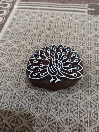A Dancing Peacock ,pottery stamp ceramic mold scrapbooking tjap batik printing floral carved stamps.