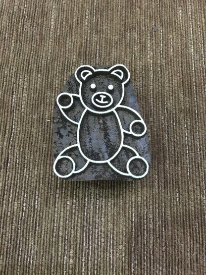 Sitting Teddy Bear Indian Textile Block Printing, Card Paper Making, Clay & Pottery Stamps, Animal Lovers Gift