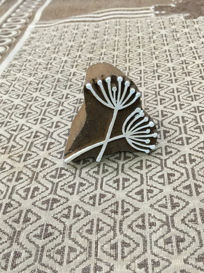 Crossing Allium Seedhead, hand carved Indian wood printing block; textile stamp; pottery stamp,