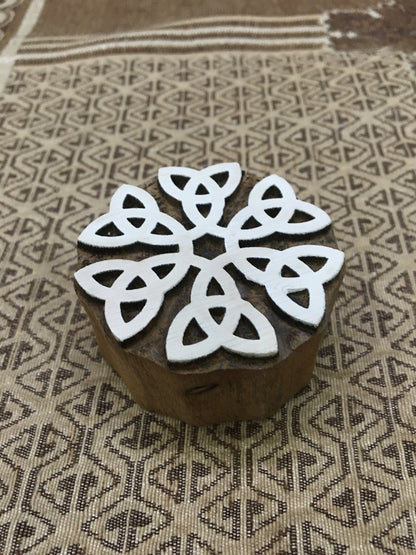 Celtic Knot Circle, hand carved Indian wood printing block; textile stamp; pottery stamp,